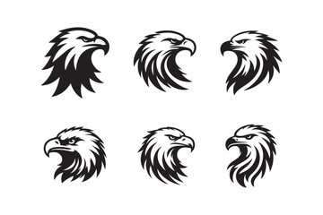 Set of Eagle head logo icon silhouette vector illustration