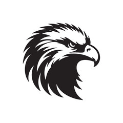 Eagle head silhouette vector illustration, head stylized logo