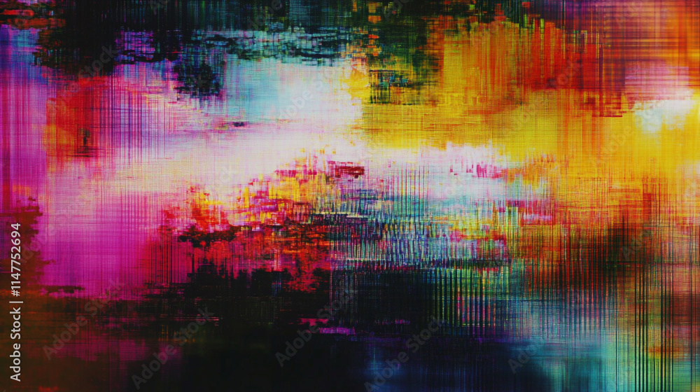 Poster abstract colorful digital artwork with vibrant patterns and textures.