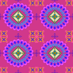  Traditional Thai cloth pattern clothing Thai ethnic sarong  pattern  Seamless Vector format using geometric shapes arranged into various shapes such as flowers, stars