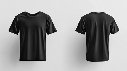 Fototapeta premium Mockup for black t shirt template featuring front and back views for text placement and design customization. Generative AI