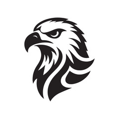 Eagle head silhouette vector illustration, head stylized logo