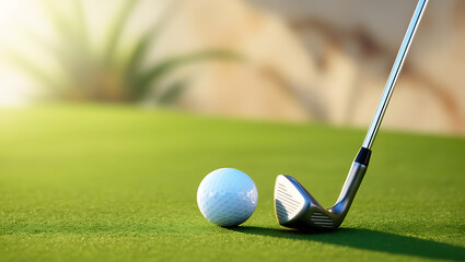 Obraz premium A golf ball and a golf club
