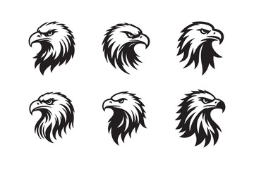 Set of Eagle head logo icon silhouette vector illustration