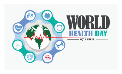 World Health Day  Featuring Global Healthcare with text.