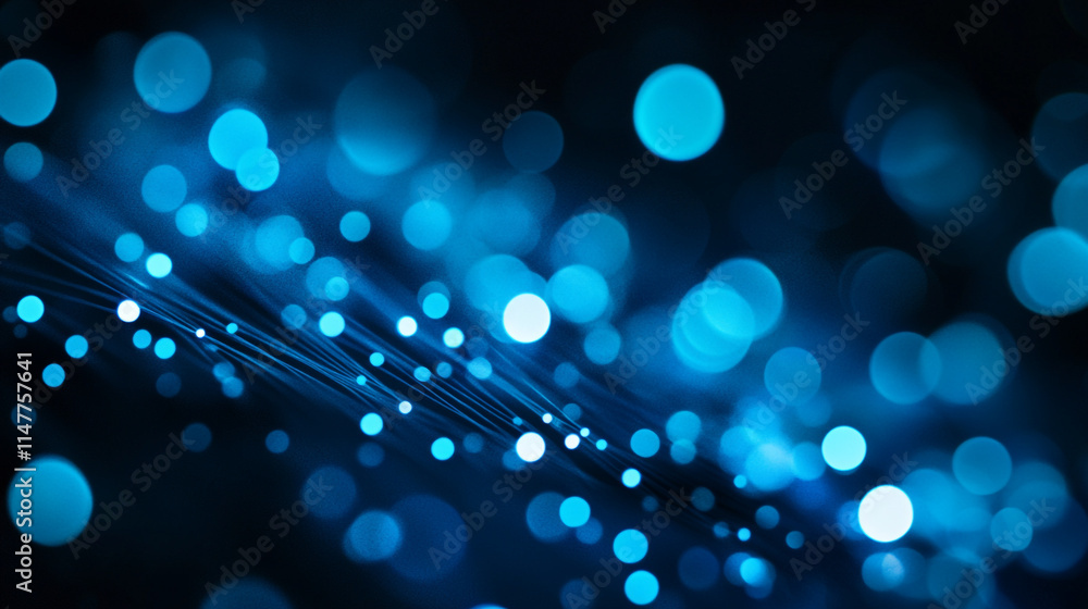 Aufkleber Bright blue bokeh lights create a mesmerizing background for creative projects. 