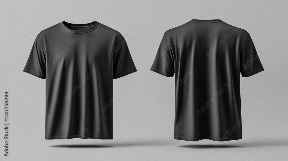 Leinwandbilder mockup of plain black t shirt design template showcasing front and back views for customization. gen