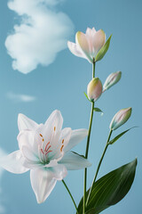 Naklejka premium Beautiful flower with blue background