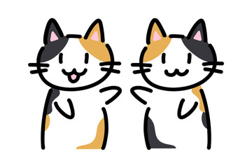 仲良しの猫二匹のイラスト