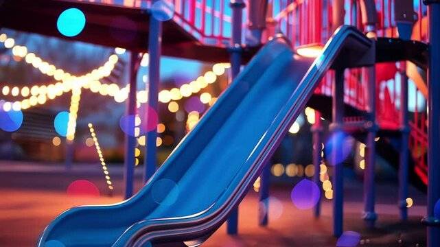 The playgrounds design is inspired by the quantum world with shapes and structures representing subatomic particles and wave functions.