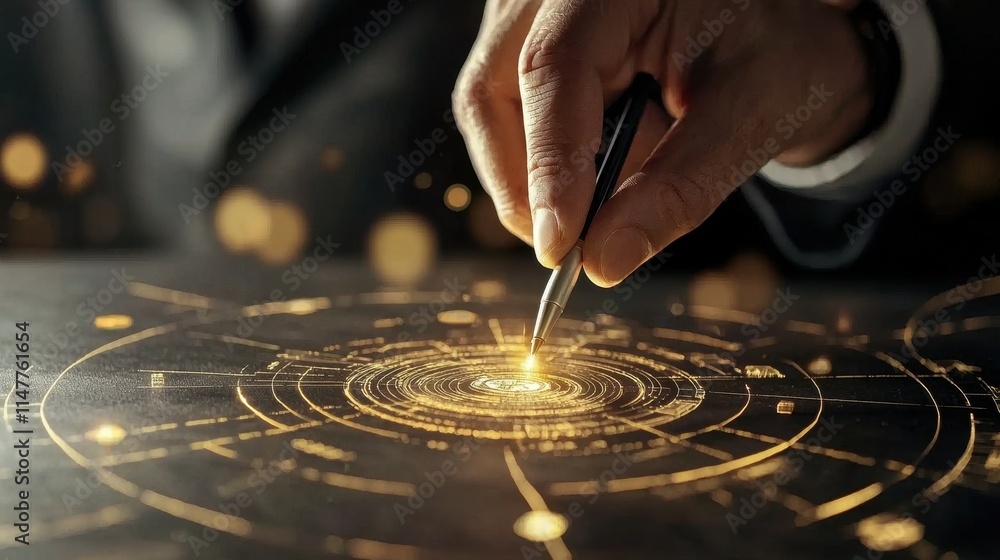 Aufkleber corporate strategic mapping and planning concept visualized through hand using pen on counting chart