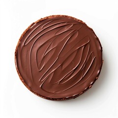 Chocolate Cheesecake, Isolated on white background, flat lay 