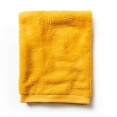 Yellow Towel, Isolated on white background, flat lay