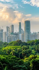 Obraz premium modern urban landscape featuring lush green parks and iconic skyscrapers. generative ai