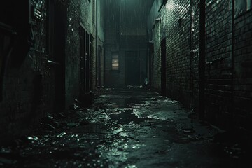 Curtains Darkness in a old grunge dirty street in the middle of night