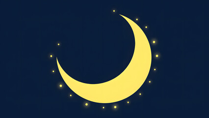 Naklejka premium Celestial Dreams: A serene crescent moon glows with soft light, surrounded by twinkling stars against a deep blue night sky, evoking a sense of peace and wonder. 