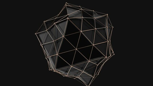 Technological Animated background of spheres with lines and dots around them