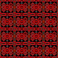 Red and Black Geometric Textile Pattern 