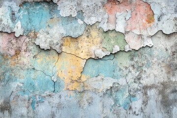 Obraz premium Wall painted the old faded colorful paint