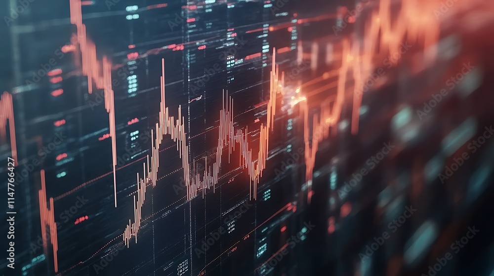 Poster abstract visualization of stock market data with dynamic chart for showing business marketing or tec