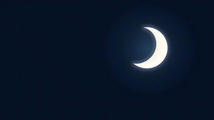 Fototapeta premium Crescent Moon Eclipse: A celestial spectacle unfolds, a sliver of the sun peeks through the moon, casting an ethereal glow against the deep blue canvas of the night sky. 