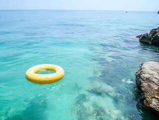 yellow inflatable swimming pool ring relax water fun toy