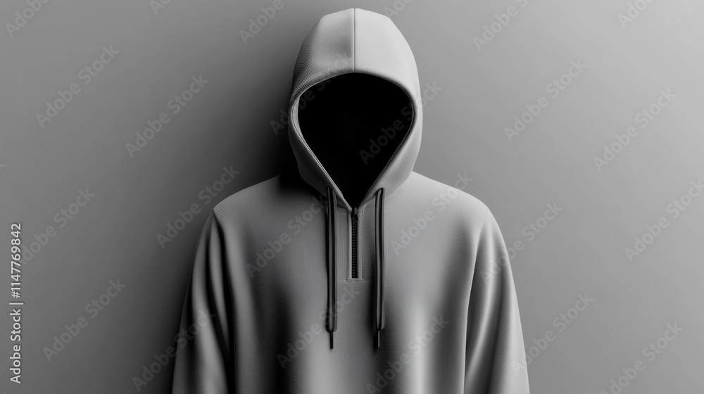 Fototapete minimalist mockup of empty gray hoodie for customizable text placement in a modern design setting. g