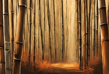 秋の茶色の竹林のイラスト背景