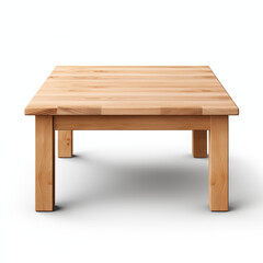 Light Wood Square Coffee Table Modern Minimalist Design Isolated on White