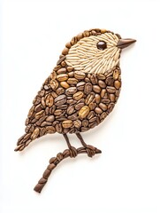 Obraz premium Coffee Bean Bird Sculpture: Nature-Inspired Creative Art