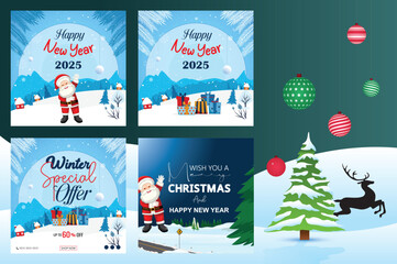 Christmas Sale Poster & Happy new year card