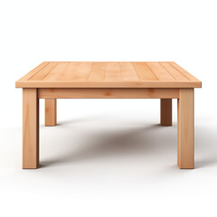 Fototapeta premium Square Wooden Coffee Table Light Wood Simple Design Isolated on White