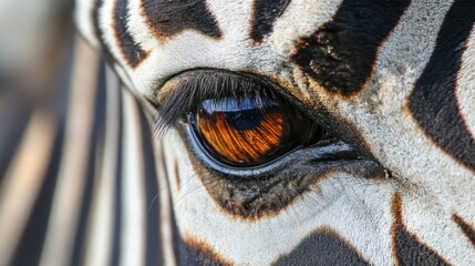 a zebra’s eye, striking black and white stripes