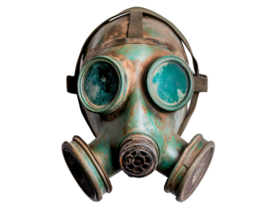 Isolated Rusty Green Vintage Gas Mask