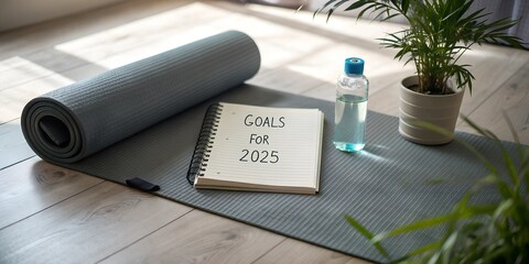 Yoga Mat and Goals Journal for a Healthy Year