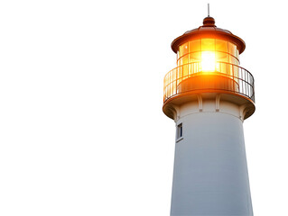 Isolated Lit Lighthouse Front View