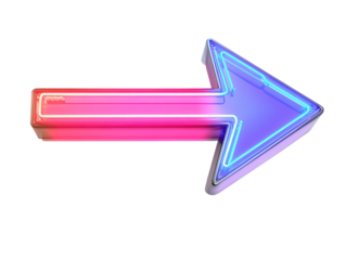 Isolated Neon Blue and Pink Arrow Pointing Right