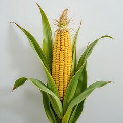 Corn plant or maize plant on white background 