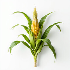 Corn plant or maize plant on white background 