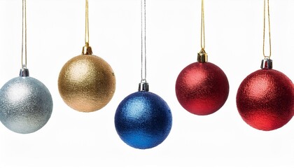 Elegant Christmas Decorations: Set of Five Colorful Hanging Baubles with Transparent Shadows