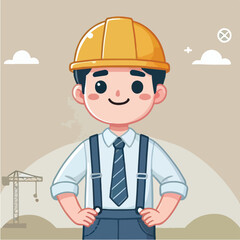 vector of architect character with his work helmet