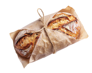 Isolated Artisan Bread Wrapped in Paper