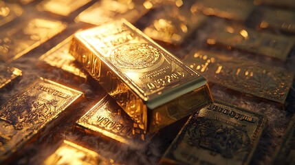 Russian Ruble Banknotes with Gold Bullion Bar Displayed Together