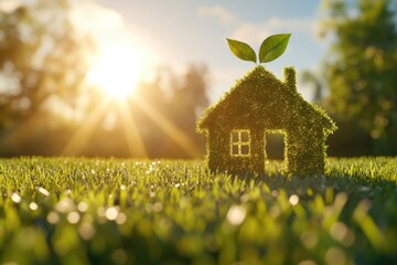 Green home and eco friendly construction concept with house icon.