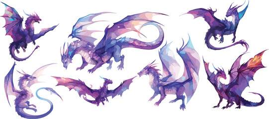 alexandrite dragon watercolor clipart © dian's