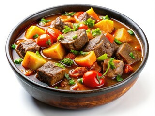 Hearty beef stew, fall flavors captured in delicious autumn recipe photography.
