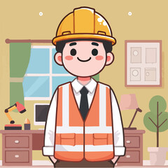 vector of architect character with his work helmet