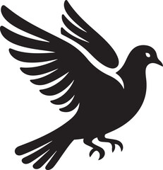 Elegant Black Silhouette Dove in Flight Vector Graphic for Design Projects