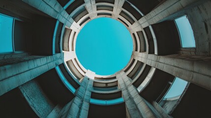 Fototapeta premium Abstract View of Circular Concrete Structure against Clear Sky