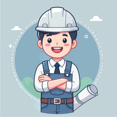 vector of architect character with his work helmet